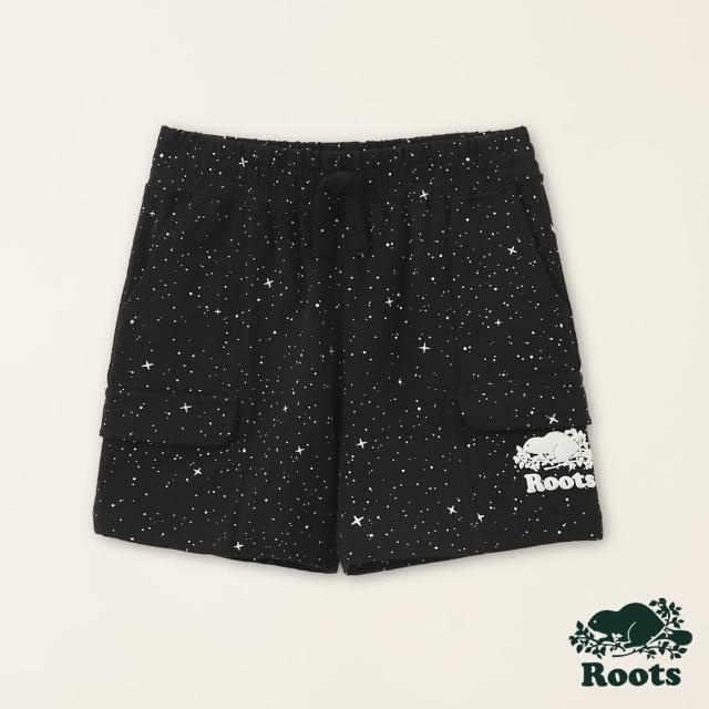 【Roots】Roots小童-星際遨遊系列 滿版星辰休閒短褲(黑色)