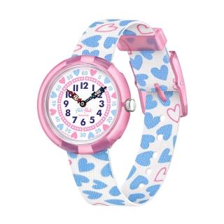 【Flik Flak】兒童手錶 粉嫩愛心 COLOR CRUSH 兒童錶 編織錶帶 瑞士錶 錶(31.85mm)