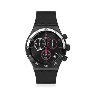 【SWATCH】Irony 金屬Chrono系列手錶 MAGENTA AT NIGHT 金屬錶 男錶 女錶 瑞士錶 錶 三眼 計時碼錶(43mm)
