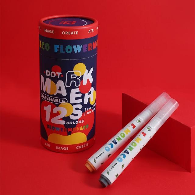 【Flowermonaco】可水洗 圓頭彩色筆12色(彩色筆/可水洗/12色彩色筆)