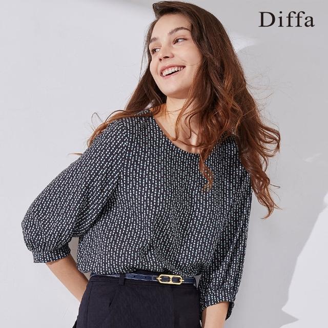【Diffa】幾何花七分袖上衣-女