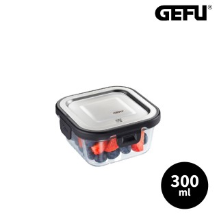 【GEFU】德國品牌扣式耐熱玻璃保鮮盒/便當盒(方型300ml)