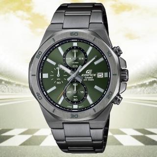 【CASIO 卡西歐】EDIFICE 經典設計 強悍八角形錶圈計時運動錶-綠(EFV-640DC-3AV 防水100米)