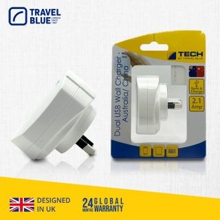 【Travel Blue 藍旅】澳洲/紐西蘭/中國 雙孔 USB轉接插頭(澳洲USB轉接頭 紐西蘭/中國USB轉接頭)