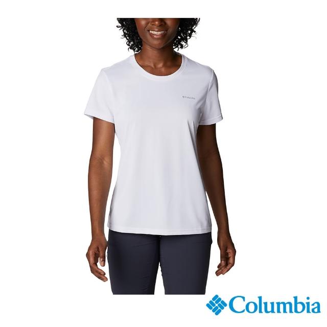 【Columbia 哥倫比亞 官方旗艦】女款-Columbia Hike快排短袖上衣-白色(UAR98050WT / 2023年春夏)