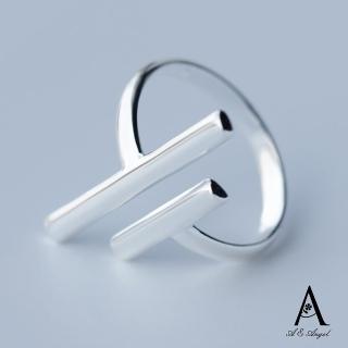 【ANGEL】數字11個性線條雙T指環開口可調節戒指(銀色)