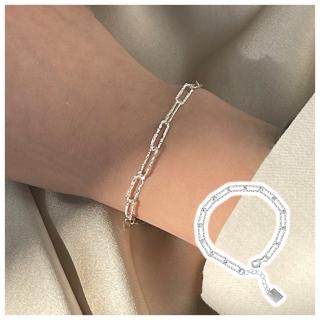 【HaNA 梨花】韓國設計．霧銀感方型鎖鏈掛牌手環