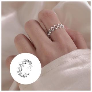【HaNA 梨花】韓國優雅．網狀蕾絲交錯戒指