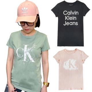 【Calvin Klein 凱文克萊】女生 大Logo 短袖上衣(平輸品)