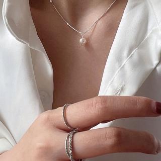 【SUMMER一夏】韓國設計925純銀單顆珍珠冷淡風簡約項鍊鎖骨鍊(ins韓風)