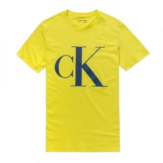 【Calvin Klein 凱文克萊】CK 經典印刷文字圖案短袖T恤 上衣-銀光黃色(平輸品)