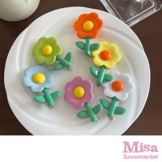 【MISA】立體髮夾 彩色髮夾 花朵髮夾/韓國設計可愛立體彩色花朵造型髮夾(6色任選)