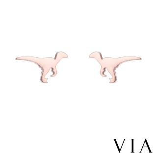 【VIA】白鋼耳釘 白鋼耳環 恐龍耳釘/動物系列 小恐龍造型白鋼耳釘(玫瑰金色)