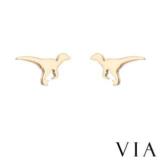 【VIA】白鋼耳釘 白鋼耳環 恐龍耳釘/動物系列 小恐龍造型白鋼耳釘(金色)