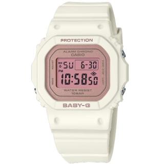 【CASIO 卡西歐】Baby-G 春日色調 計時碼錶 鬧鈴 防水100米 橡膠手錶 櫻花粉x白 38mm(BGD-565SC-4)