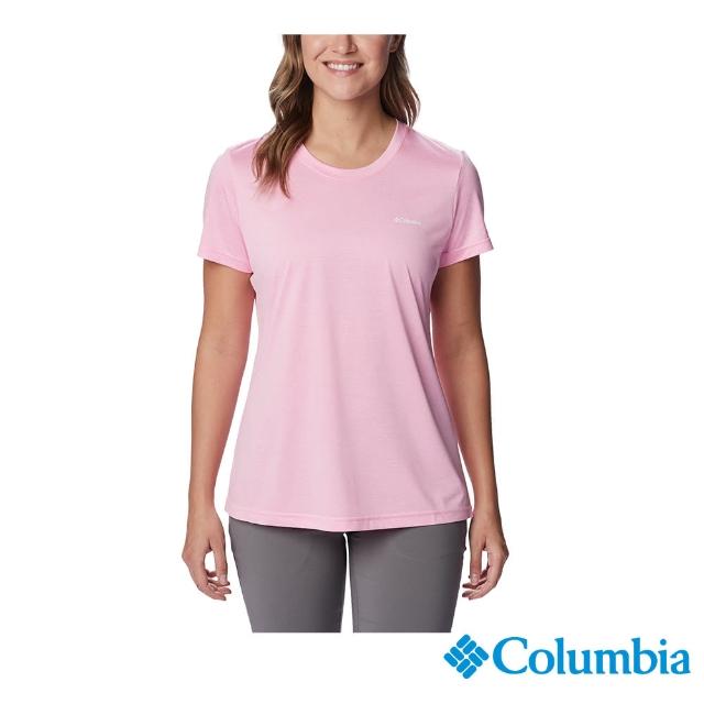 【Columbia 哥倫比亞 官方旗艦】女款-Columbia Hike快排短袖上衣-粉紅(UAR98050PK / 2023年春夏)