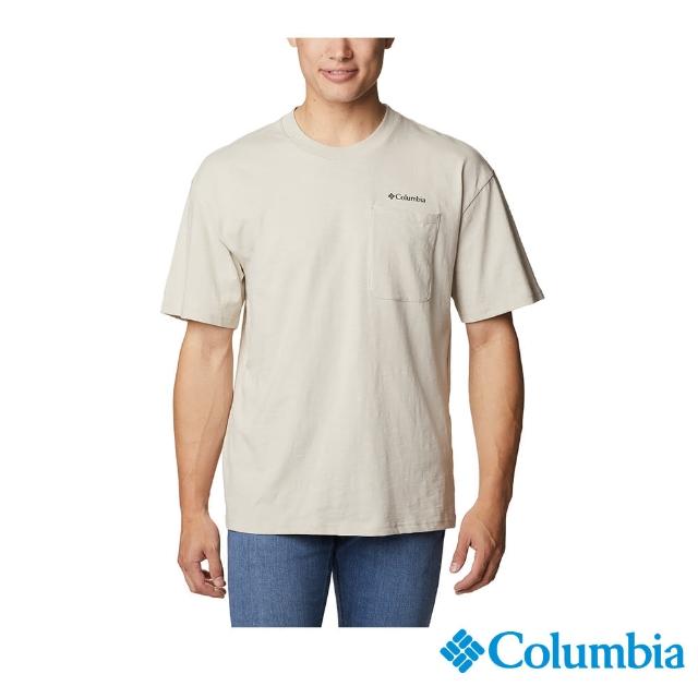 【Columbia 哥倫比亞 官方旗艦】男款-Break It Down有機棉短袖上衣-卡其(UAM33770KI)