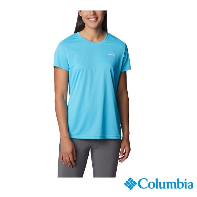 【Columbia 哥倫比亞 官方旗艦】女款-Columbia Hike快排短袖上衣-藍色(UAR98050BL / 2023年春夏)