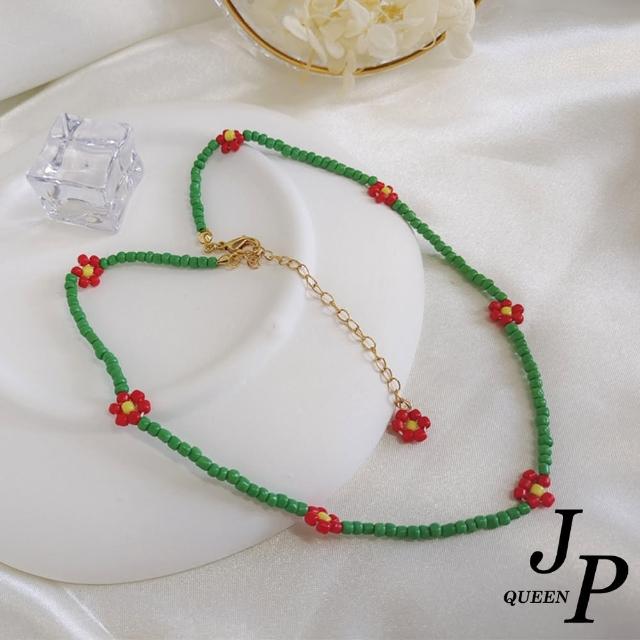 【Jpqueen】花花世界綠米珠設計串項鍊(綠色)
