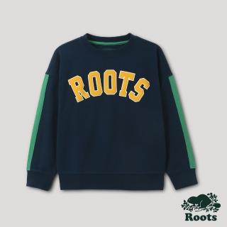 【Roots】Roots大童-戶外玩家系列 經典LOGO有機棉大學Tee(深藍色)