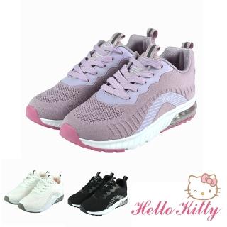 【SANRIO 三麗鷗】Hello Kitty 23-25.5cm 童鞋 飛織輕量減壓休閒運動鞋(紫&白&黑色)