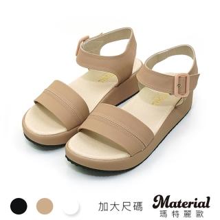 【MATERIAL 瑪特麗歐】女鞋涼鞋 加大尺碼寬面繞踝厚底涼鞋 TG919(涼鞋)