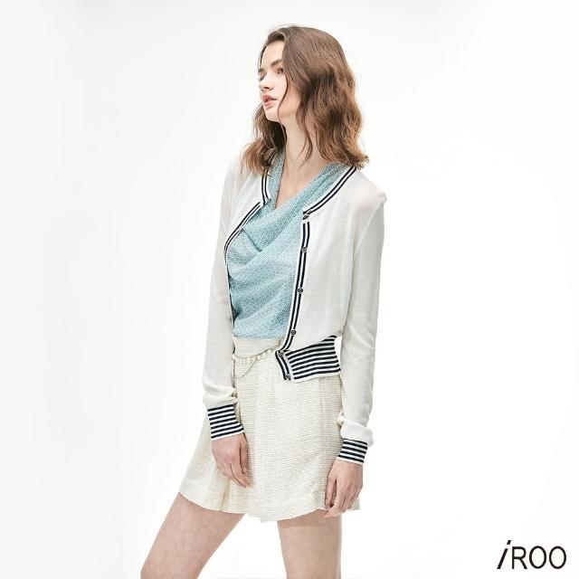 【iROO】收腰邊飾針織罩衫
