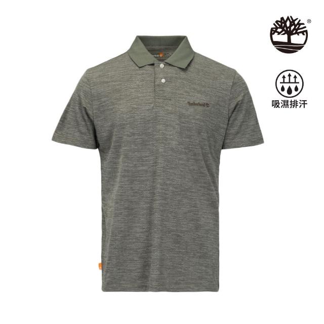 【Timberland】男款大地灰吸濕排汗經典LOGO短袖POLO衫(A6RB1256)