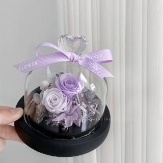 【Flora Flower】永生花愛心玻璃罩夜燈-香草紫