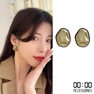 【00:00】S925銀針耳環 不規則耳環 石塊耳環/韓國設計S925銀針不規則金屬石塊造型耳環(2色任選)