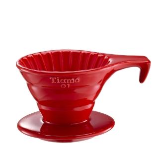 【Tiamo】V01長柄陶瓷咖啡濾杯組-紅色(HG5533R)