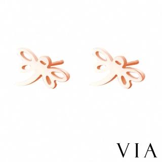 【VIA】白鋼耳釘 白鋼耳環 蜻蜓耳環/昆蟲系列 飛舞小蜻蜓造型白鋼耳釘(玫瑰金色)