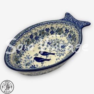 【SOLO 波蘭陶】CA 波蘭陶 19.5CM 魚型碗 雙藍鵲系列 CERAMIKA ARTYSTYCZNA