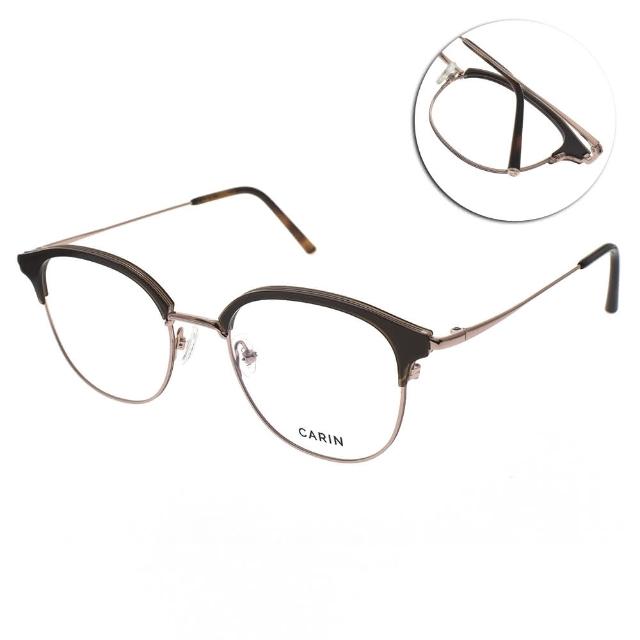 【CARIN】眉型橢圓框 光學眼鏡 NewJeans代言(透深棕 玫瑰金#ALEX B C1)