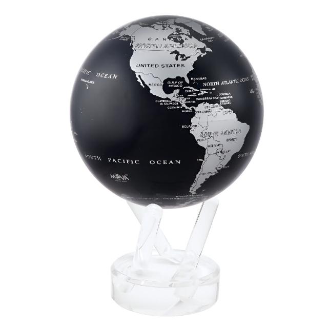 【MOVA】光能地球儀 - 現代銀黑地圖Black and Silver  6英吋(居家擺設．精緻送禮．轉運．紀念日．母親節)