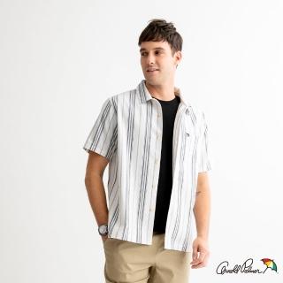 【Arnold Palmer 雨傘】男裝-古巴領直條寬鬆板襯衫(米白色)
