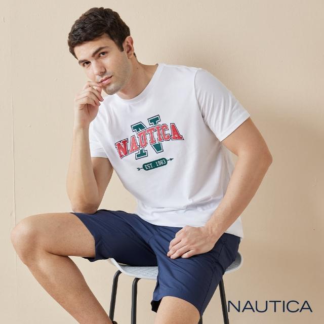 【NAUTICA】男裝 品牌LOGO撞色設計短袖T恤(白色)