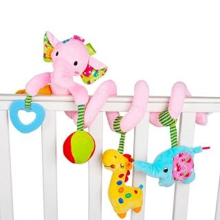 【Sozzy】嬰兒床繞安撫玩具-粉色大象(嬰兒床繞 嬰兒車繞 可愛動物 安撫搖鈴)