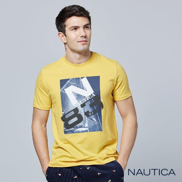 【NAUTICA】男裝 品牌LOGO海報風格短袖T恤(黃色)