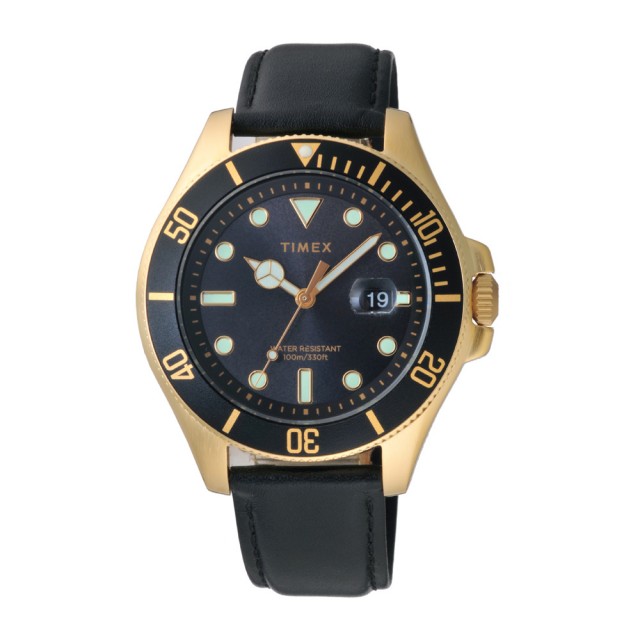 【TIMEX】簡約紳士皮帶腕錶-金X黑帶(TW2V42200)