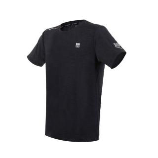 【FIRESTAR】男彈性圓領短袖T恤-慢跑 路跑 反光 涼感 運動 上衣 深麻灰條紋(D3230-18)