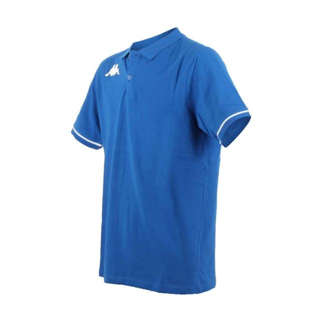 【KAPPA】男短袖POLO衫--上衣 純棉 慢跑 運動 藍白(321327W-A07)