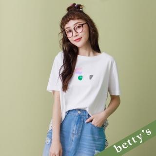 【betty’s 貝蒂思】彩色點點雪紡拼接T-shirt(白色)