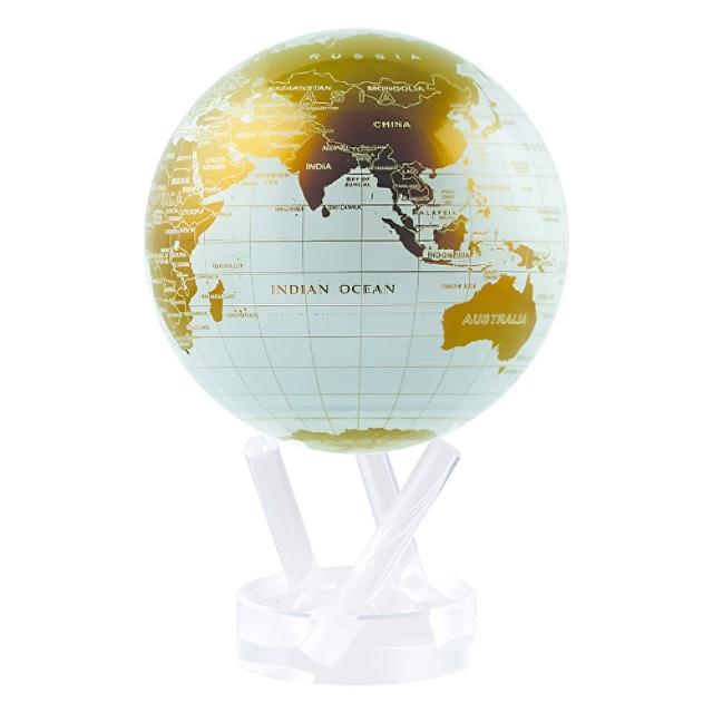 【MOVA】光能地球儀 - 奢華白金地圖White and Gold  6英吋(居家擺設．精緻送禮．轉運．紀念日．母親節)