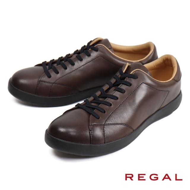 【REGAL】簡約復古平底綁帶休閒鞋 深棕色(57BL-DBR)