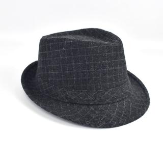 【men life】紳士帽 黑底灰格線毛呢材質(紳士帽)