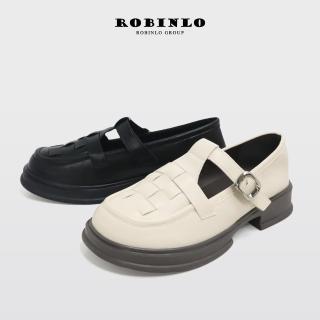 【Robinlo】鏤空T字知性甜美厚底瑪莉珍鞋DARLA(法式黑/典雅白)