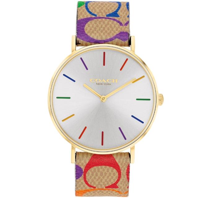【COACH】官方授權經銷商 繽紛虹彩C字LOGO皮帶手錶-36mm 母親節 禮物(14504075)