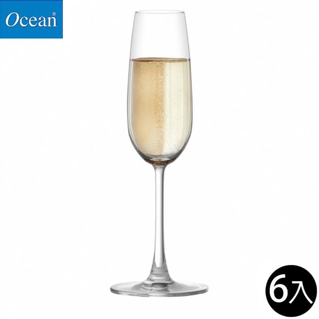 【Ocean】香檳杯 氣泡酒杯 210ml 6入組(香檳杯 氣泡酒杯 無鉛玻璃)
