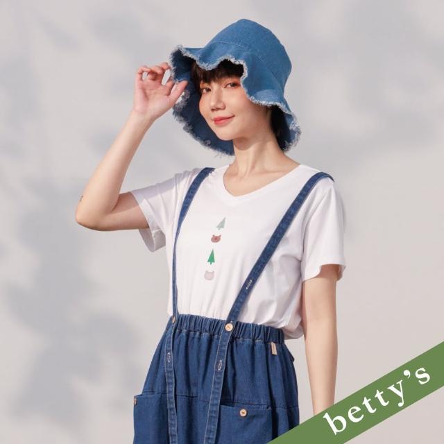 【betty’s 貝蒂思】樹與小熊印花挖背T-shirt(白色)